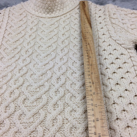 Aran Mor Ireland Cableknit Sweater Large Mock Turtleneck Knit Merino Wool Chunky - Picture 8 of 16